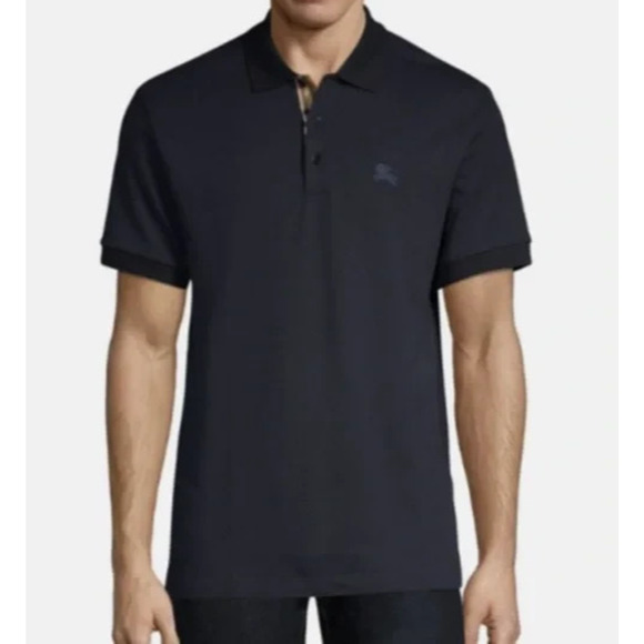 Burberry Cotton Pique Polo Shirt Black Nova Check Placket SS Embroidered Logo XL - Picture 3 of 12